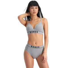 Bonds Retro Rib Seamless Wirefree Bra in Heritage Grey Marle - Front View Two