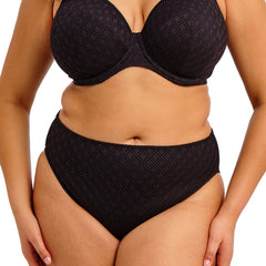 Elomi Bazaruto Mid Rise Bikini Brief in Black - Close Up