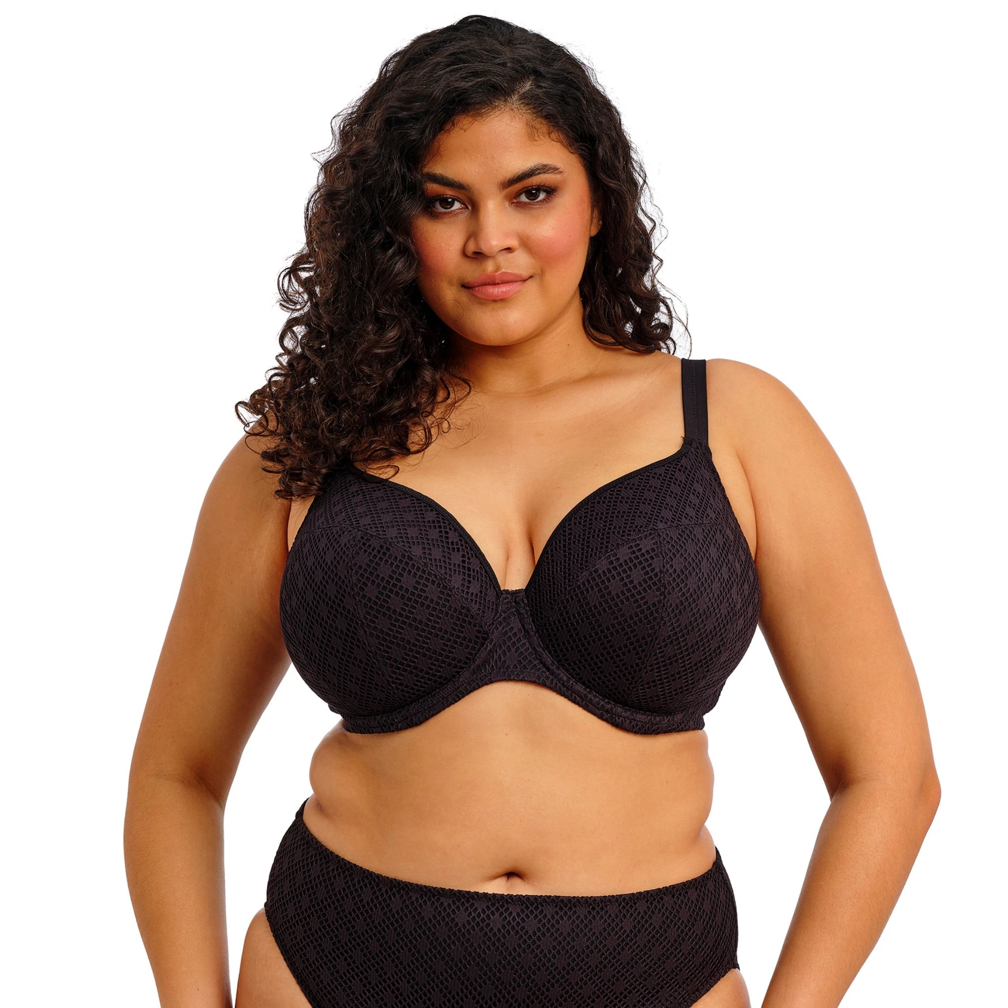 Elomi Bazaruto Plunge Bikini Top in Black - Close Up