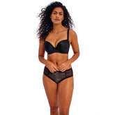 Freya Deco Underwire Moulded Plunge Bra in Black - Front View