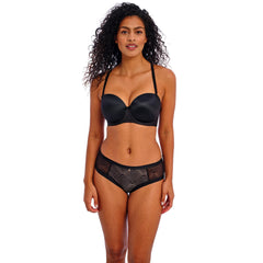 Freya Deco Molded Strapless Bra in Black - Front View with Straps