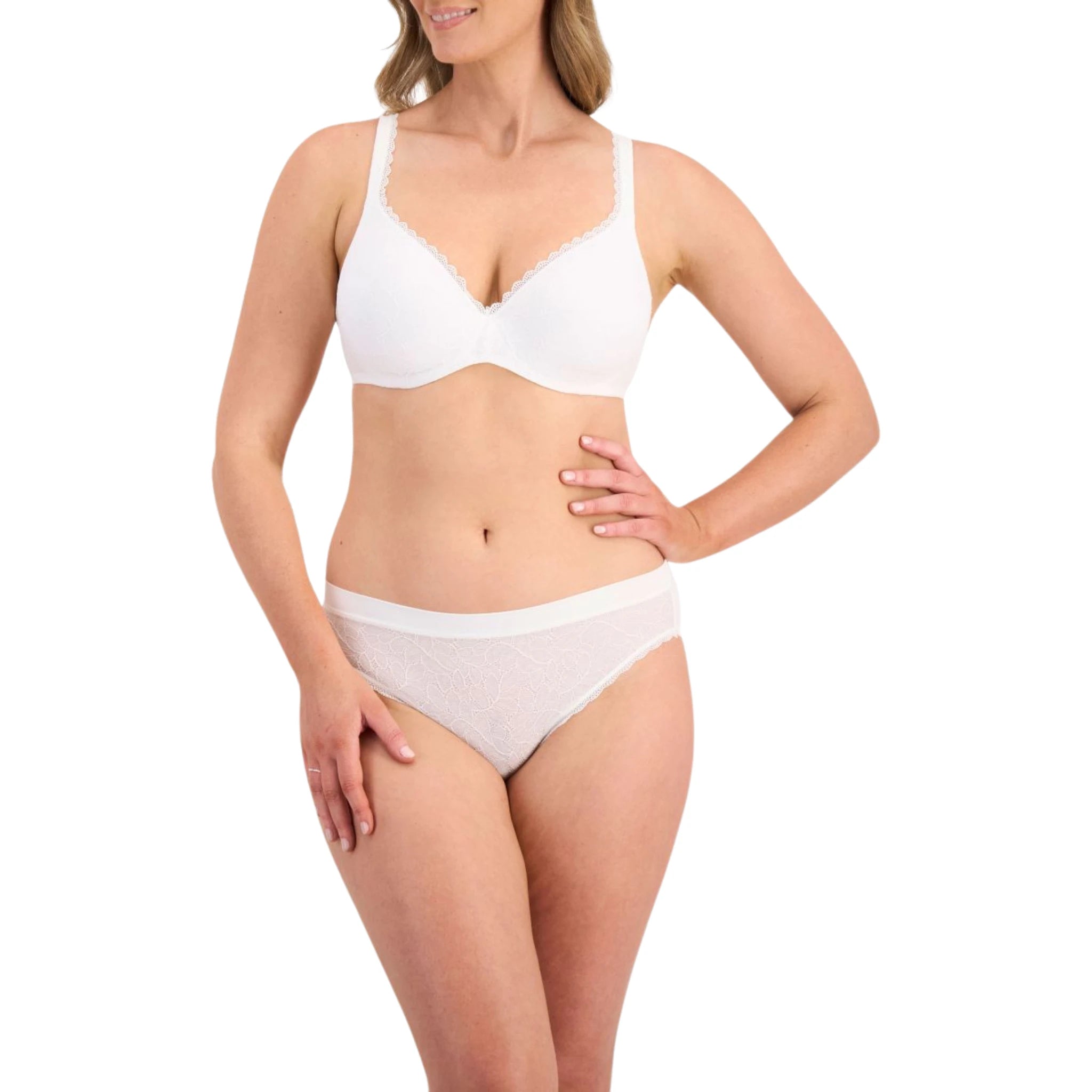Berlei Barely There Lace Contour Bra in White - Full View
