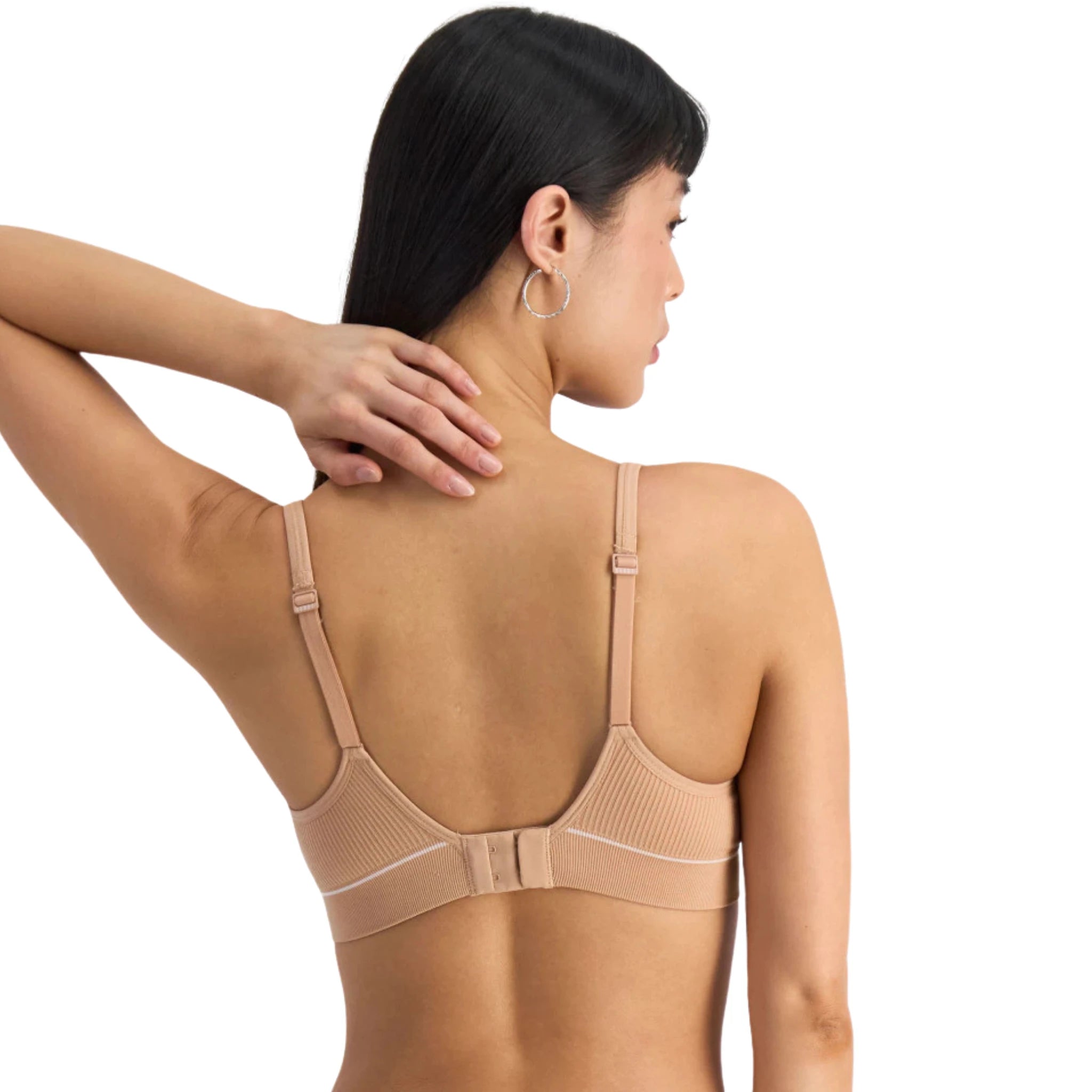 Bonds Retro Rib Seamless Wirefree Bra in Blushed/White - Back View