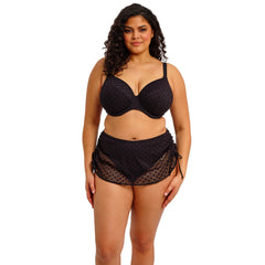 Elomi Bazaruto Skirted Bikini Brief in Black - Without Beach Top Front View