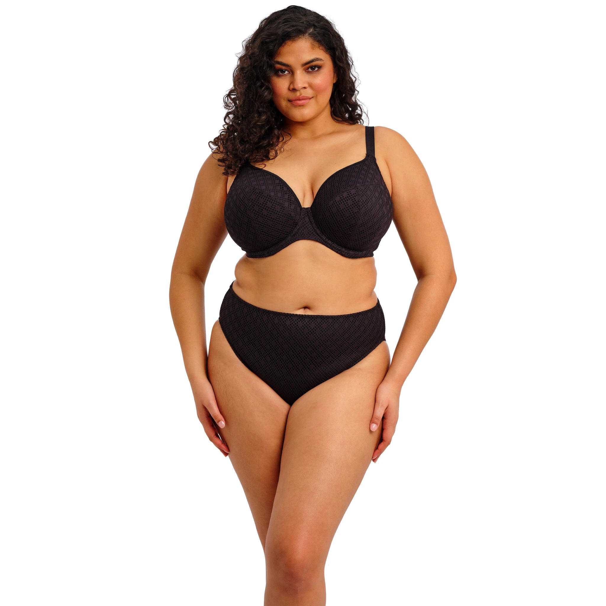 Elomi Bazaruto Plunge Bikini Top in Black - Front View