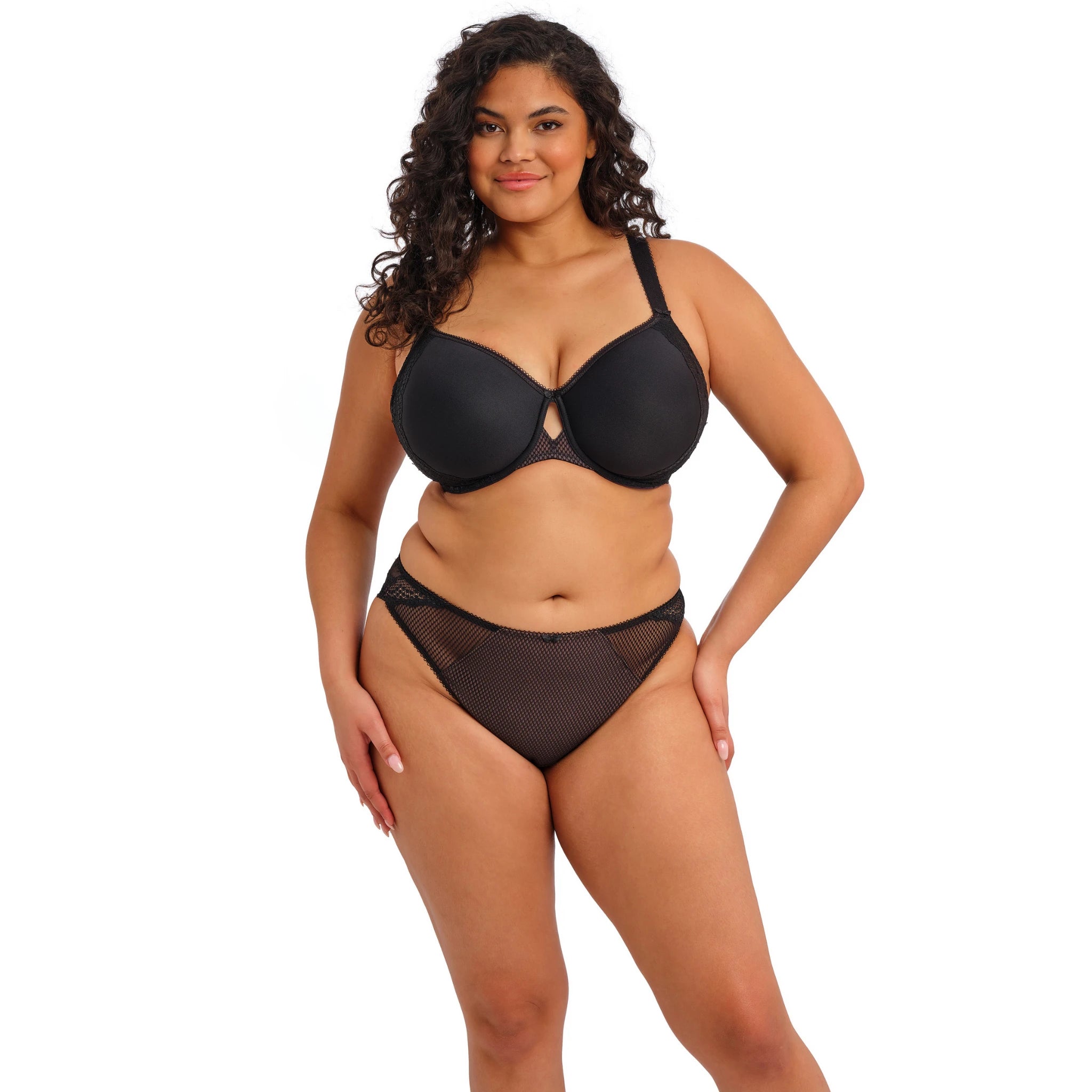 Elomi Charley Bandless Spacer Moulded Bra in Balck - Front View