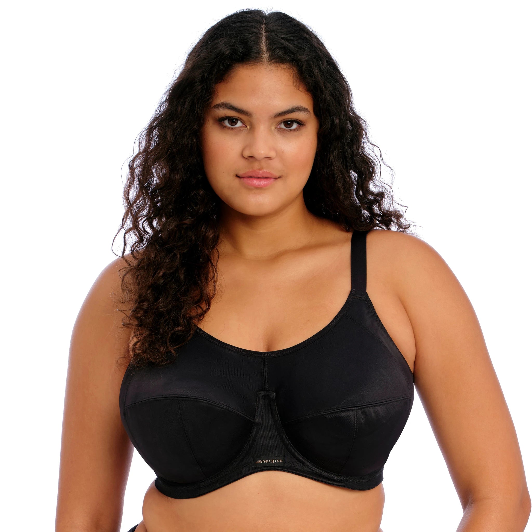 Elomi Energise Sports Bra in Black - Front View