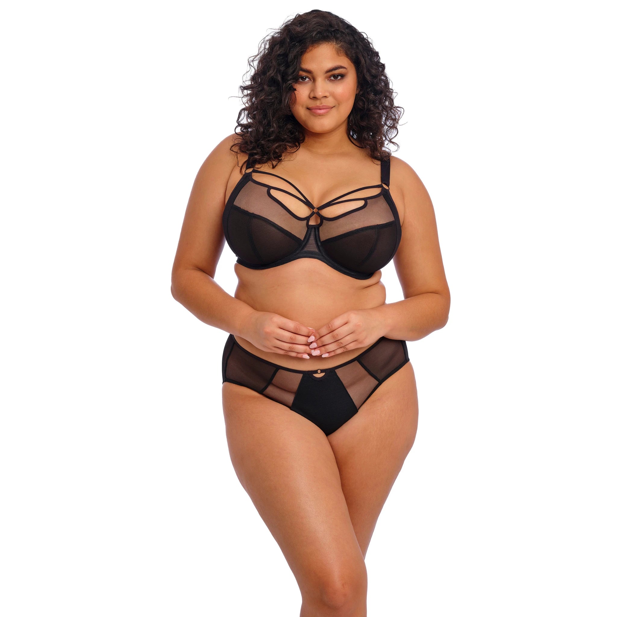 Elomi Sachi Plunge Bra in Black - Front View