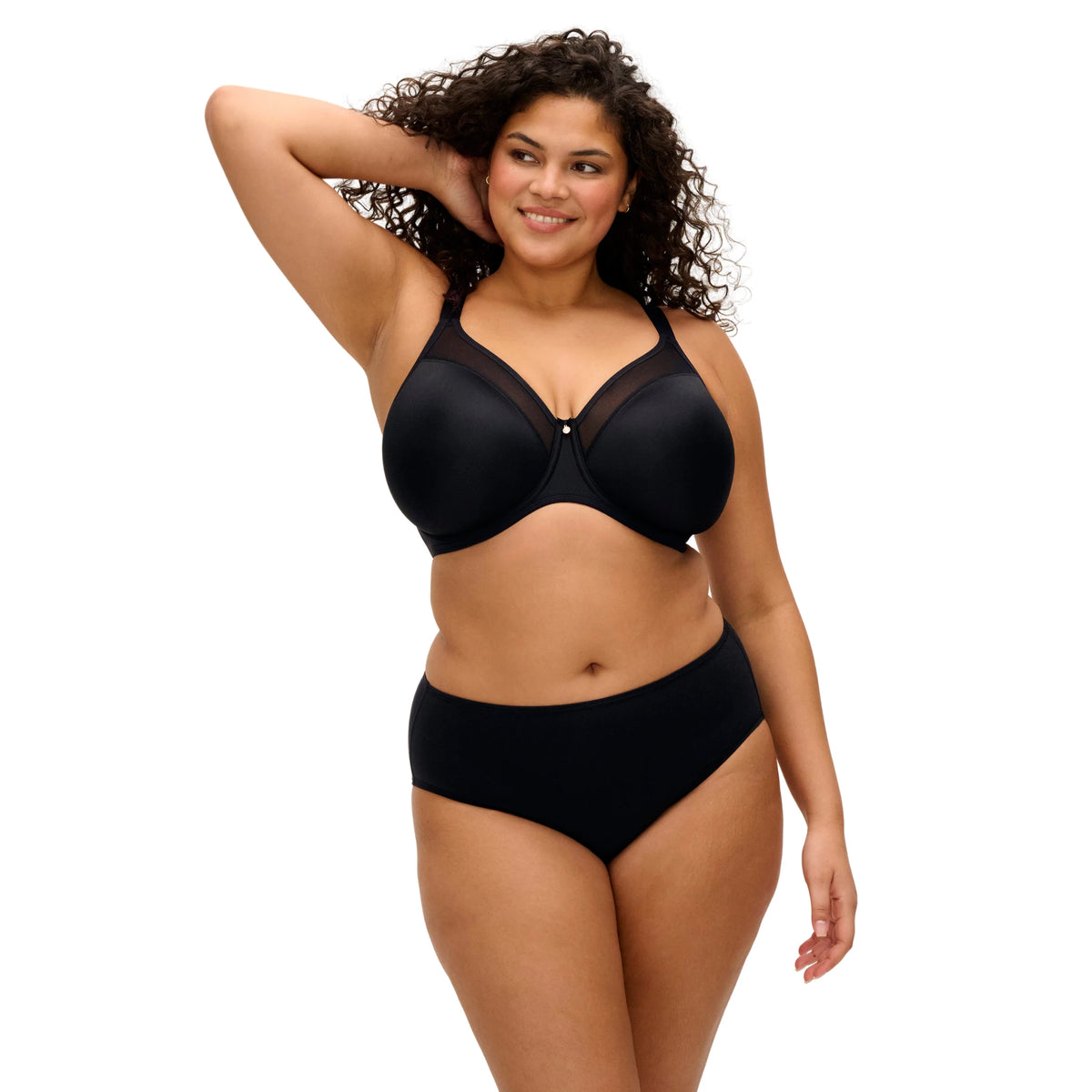 Elomi Smooth Moulded Bra in Black - Styled View