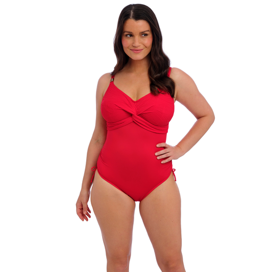 Fantasie Ottawa Underwire Twist Front Swimsuit With Adjustable Leg - Radiant Red