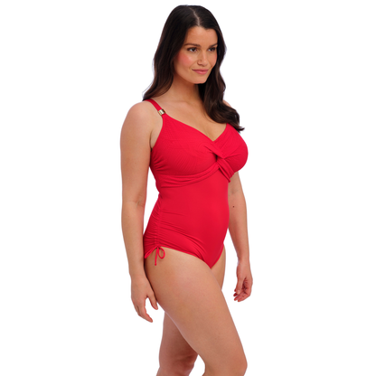 Fantasie Ottawa Underwire Twist Front Swimsuit With Adjustable Leg - Radiant Red
