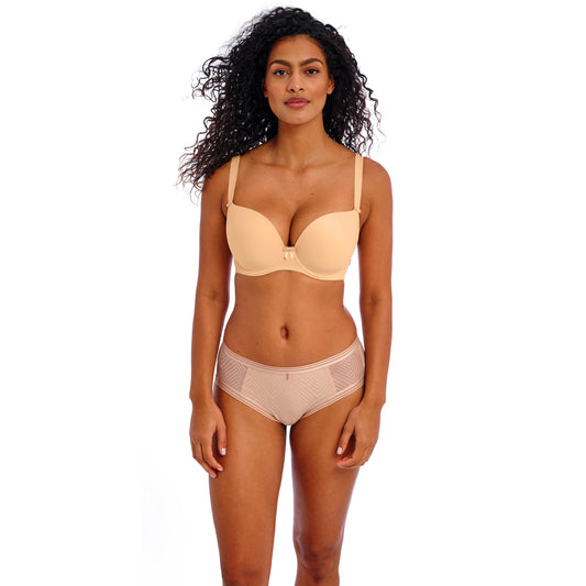Freya Deco Underwire Moulded Plunge Bra in Nude - Front View