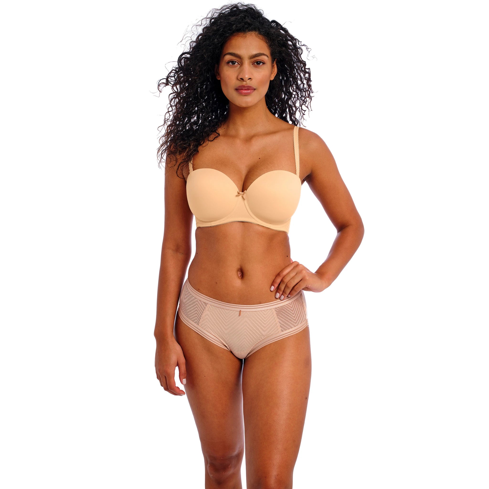 Freya Deco Molded Strapless Bra in Nude - Front View with Straps