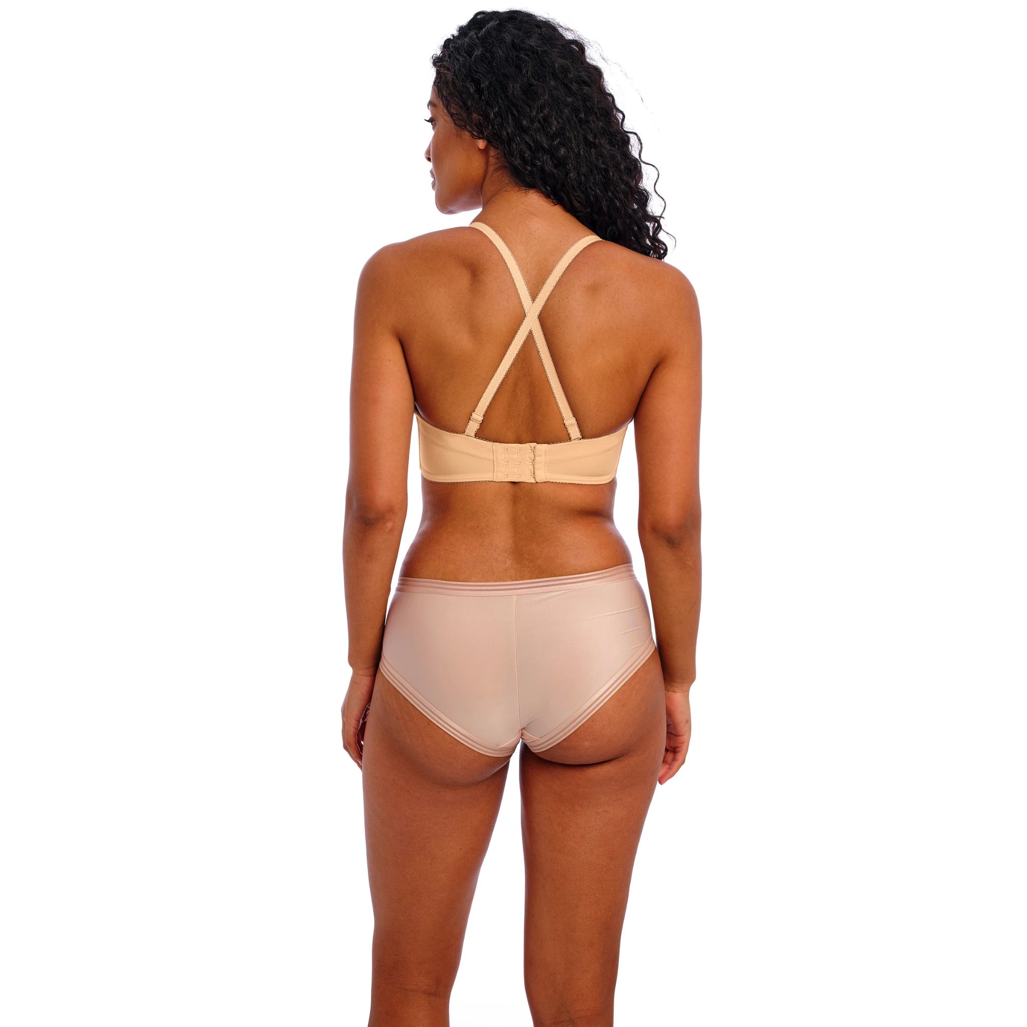 Freya Deco Molded Strapless Bra in Nude - Back View with Cross Over Straps