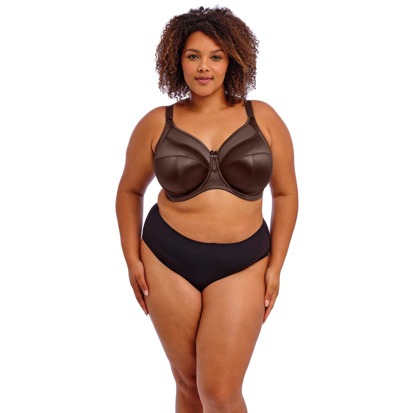 Goddess Keira Banded Bra in Chocolate - Front View