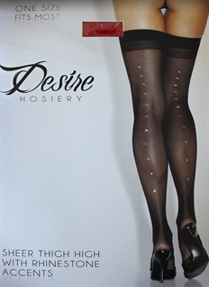 Picture of Desire Hosiery - Sheer Thigh High Stockings with Rhinestones DESIRE1 